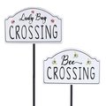 Exhart Black/White Metal 26 in. H Lady Bug and Bee Crossing Yard Stake, 12PK 50968